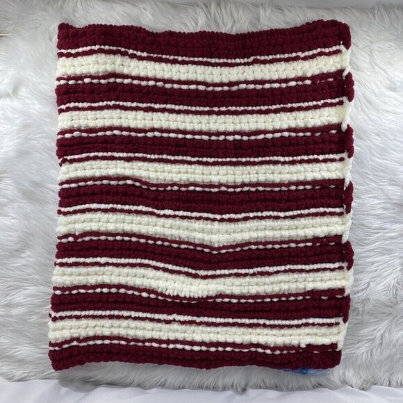 Handmade USA Flag Theme Bernat Alize Soft Crochet Afhgan Throw Blanket 31 X 55 - Picture 12 of 13